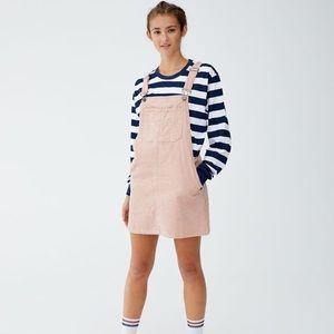 Pull & Bear Pink Corduroy Overall Dress